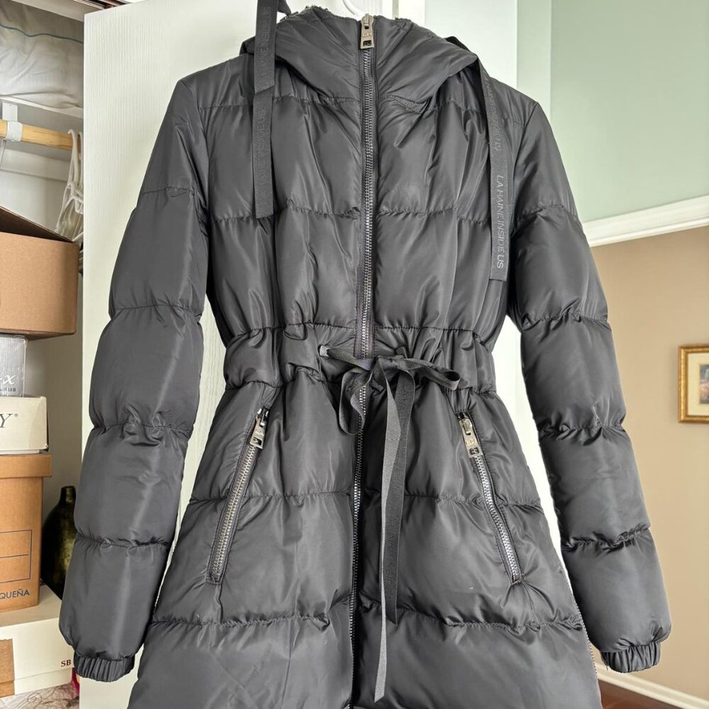 La Haine Inside Us Long Black Puffer Jacket, Size S